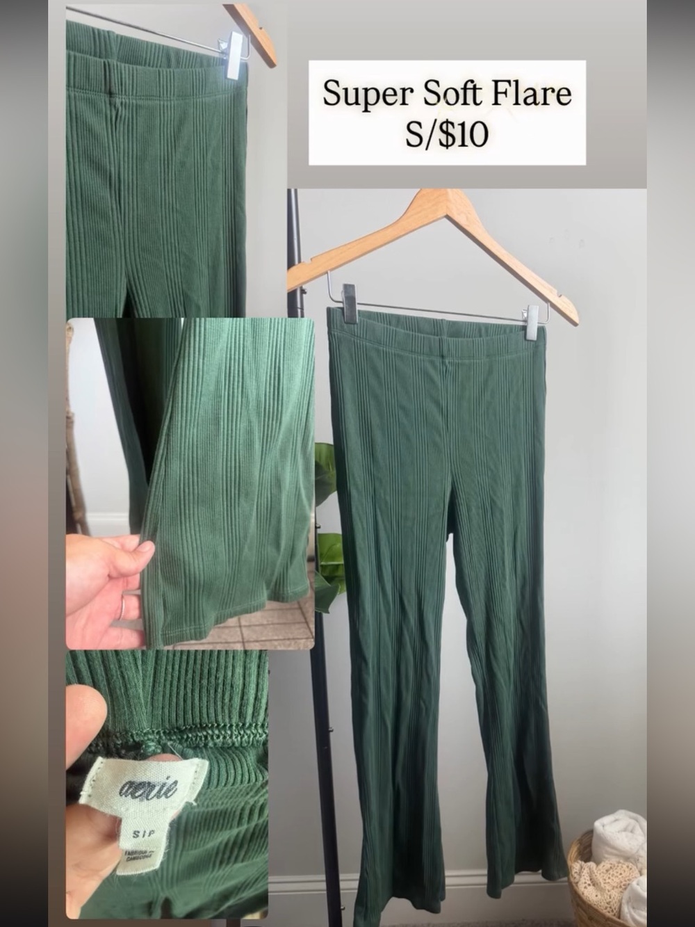 aerie Super Soft Flare Pants — Forest Green